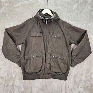 Levi's Military Field Jacket Coat Mens Sz L Green Khaki Cargo Pocket Long Sleeve